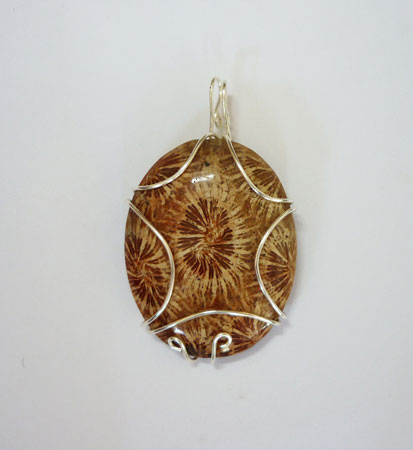Fossil Coral Wire Wrap Pendant from Indonesia