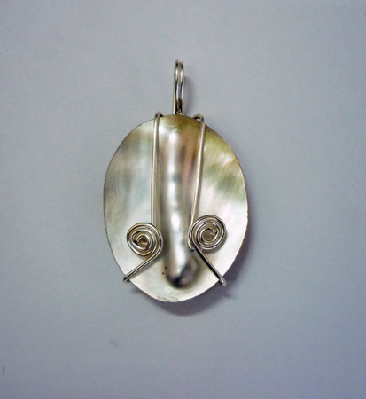 MOP Mother of Pearl - Bali Wire Wrap Pendant 