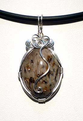 Petrified Coconut Wood wire wrap pendant