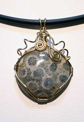 Fossil Coral wire wrap pendant