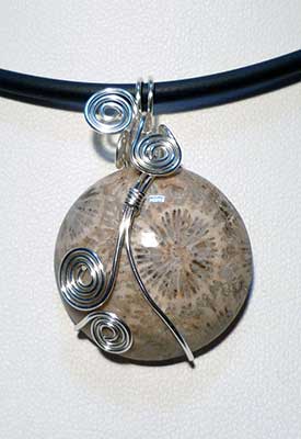 Round Fossil Coral pendant